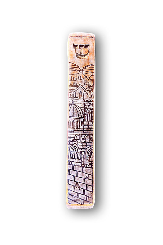 Handmade Mezuzah Case Jerusalem Walls