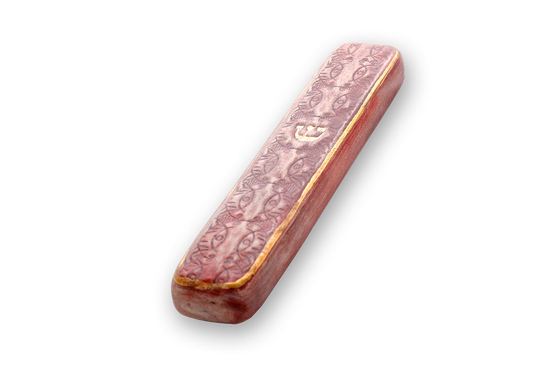 Handmade Mezuzah Case Decorated With 24k Gold Amazing Art