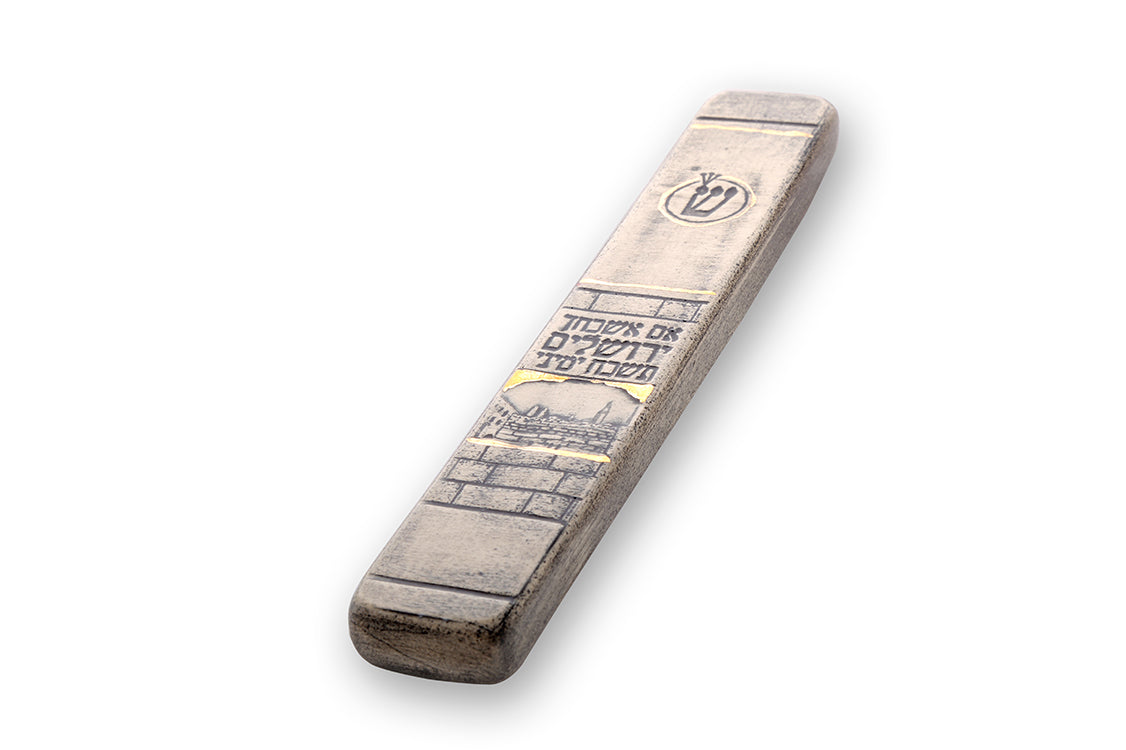 Handmade Mezuzah Case Decorated With 24k Gold Judaica Gift