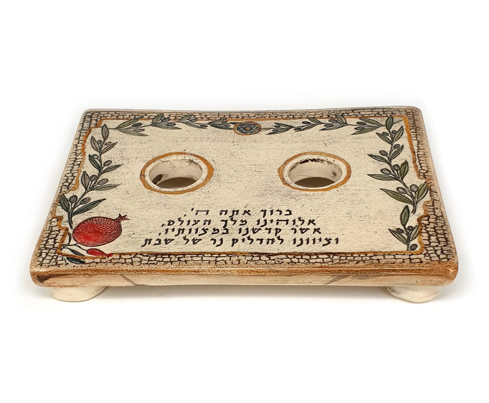 Ceramic Shabbat candleholders - Decorated with 24k gold