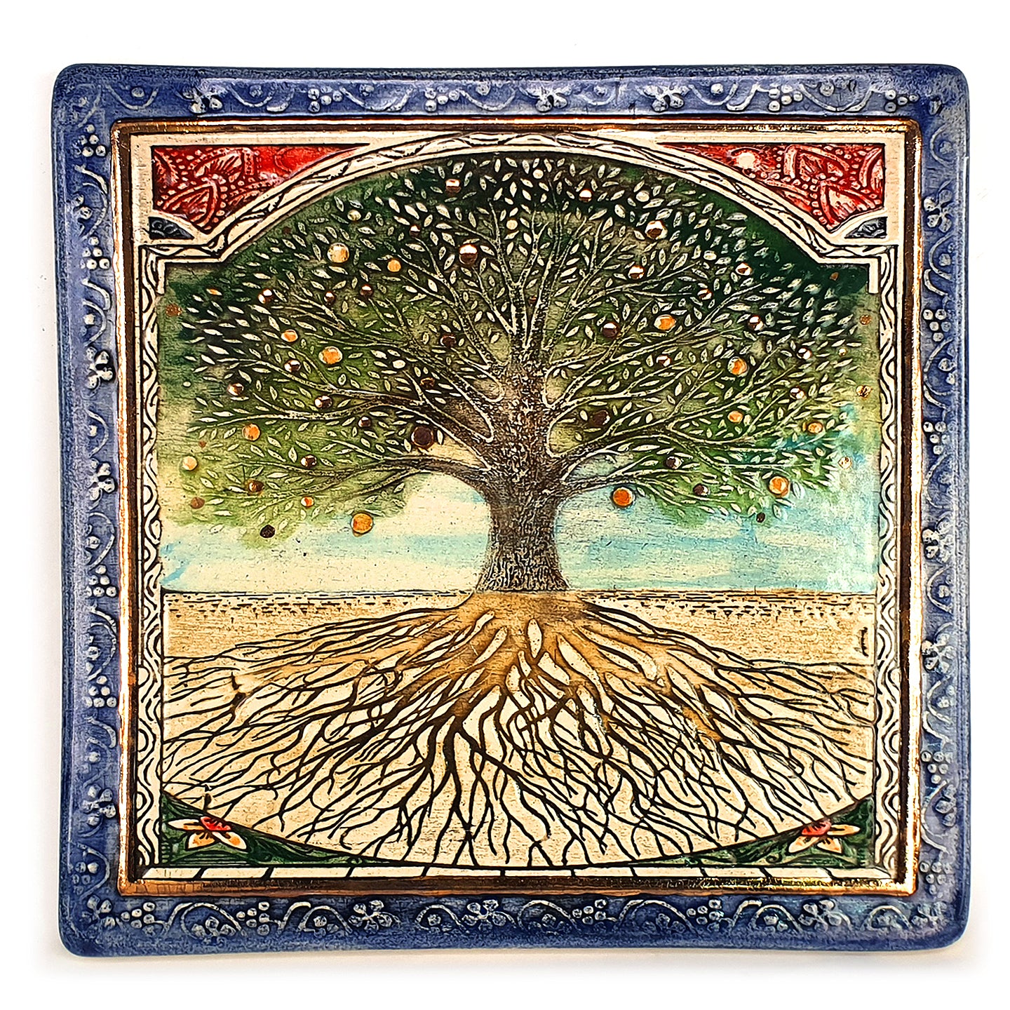 Tree of Life Decorated With 24 karat Gold By amir rom Studio Art In Clay
