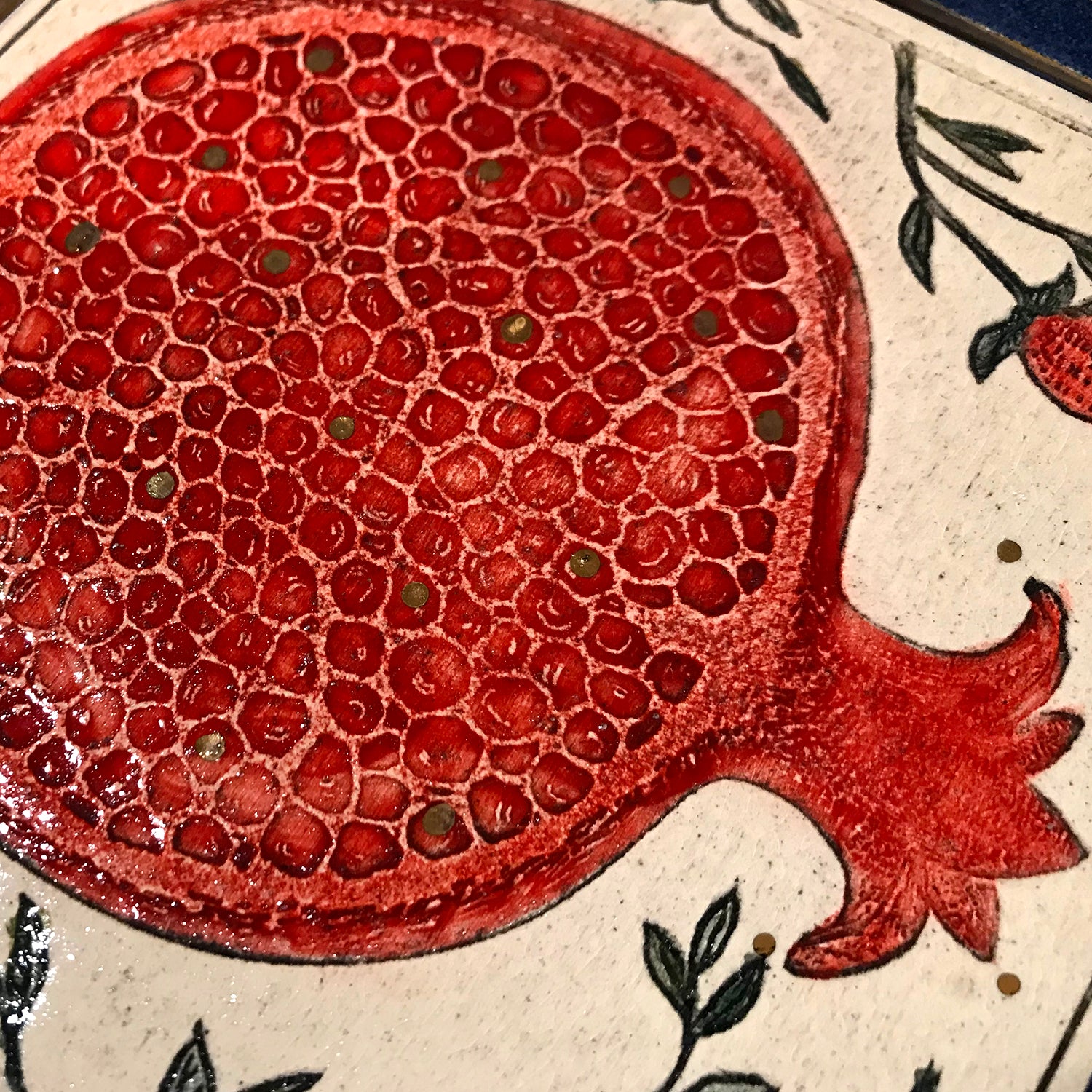 Handmade pomegranate Wall Plaque Decorated With 24k Gold