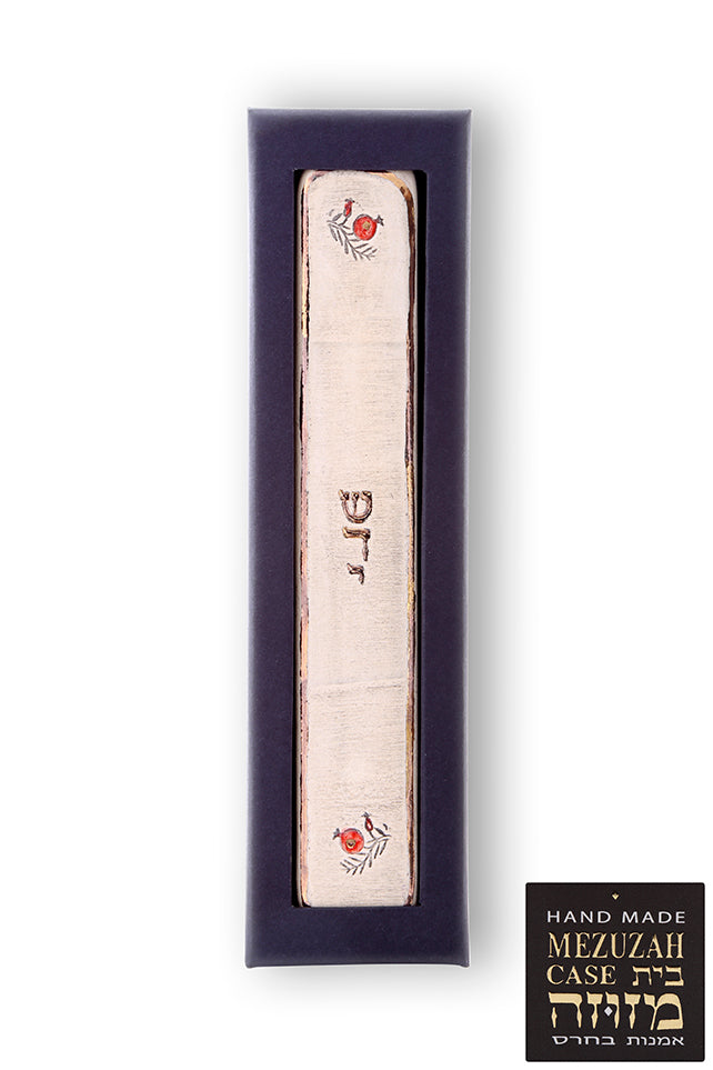Mezuzah Case Decorated with 24 karat model By Amir Rom From Studio Art In Clay In Israel