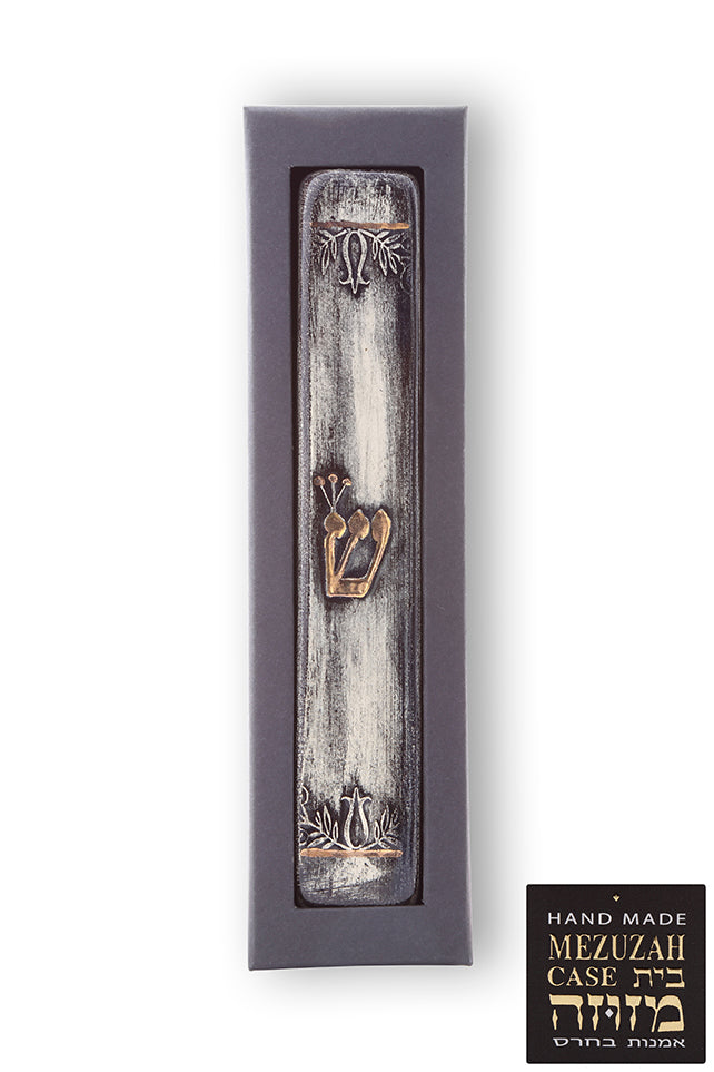 Mezuzah Case Decorated With 24k Gold In a Gift Box From Israel