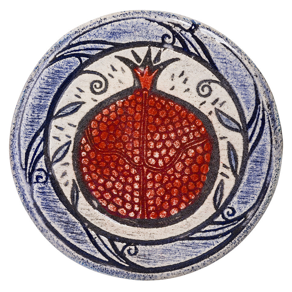 Pomergranate Hand Made Ceramic Tile for Represents Abundance Prosperity and Fertility.