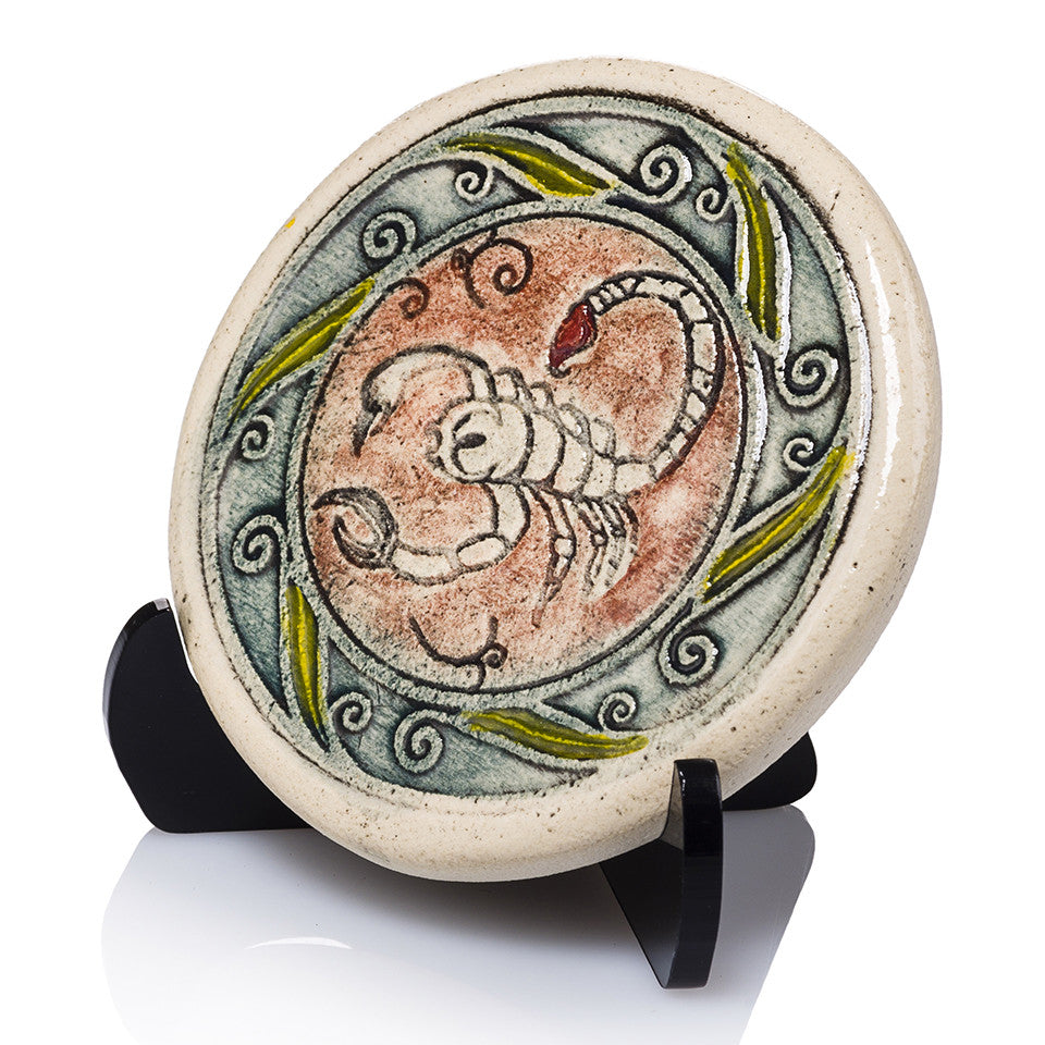 Scorpio Zodiac Tile Hand Made By Studio Amir Rom