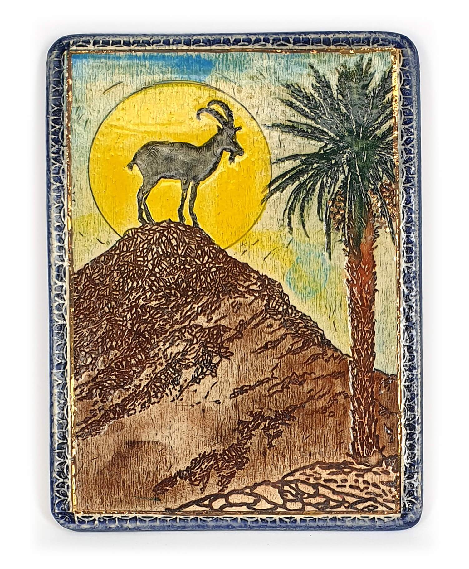 Ein Gedi Mountain Goat Handmade Ceramic Plaque
