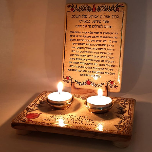 Candlestick Holder + Ceramic Cendles Blessing plaque